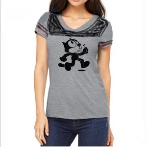 FELIX THE CAT~Size XS-S~Vintage Varsity Stripe Sleeve T-shirt ~